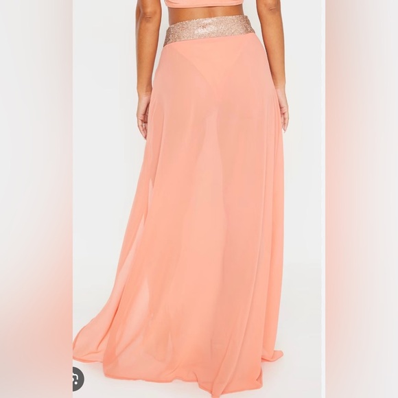 NWT Pretty Little Thing Peach & Gold Women's Swim Bikini 3 Piece Set size 6-FLAW - Picture 10 of 15